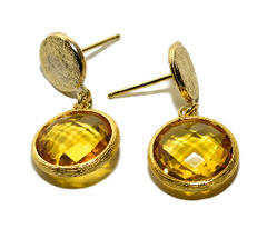 Citrine Quartz Moon Earrings