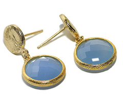 Natural Chalcedony Moon Earrings